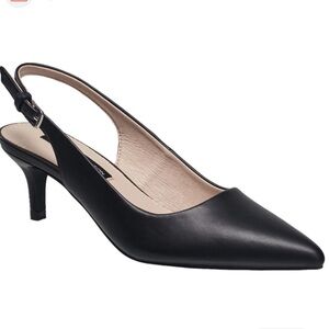 French Connection Slingback Kitten Heels in Black, Sz 7.5 NWT